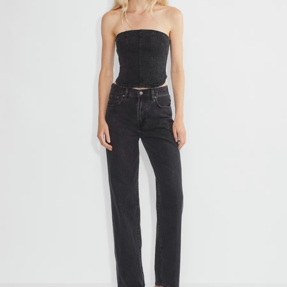 BNWT Aritzia Black denim bustier top - Picture 2 of 10
